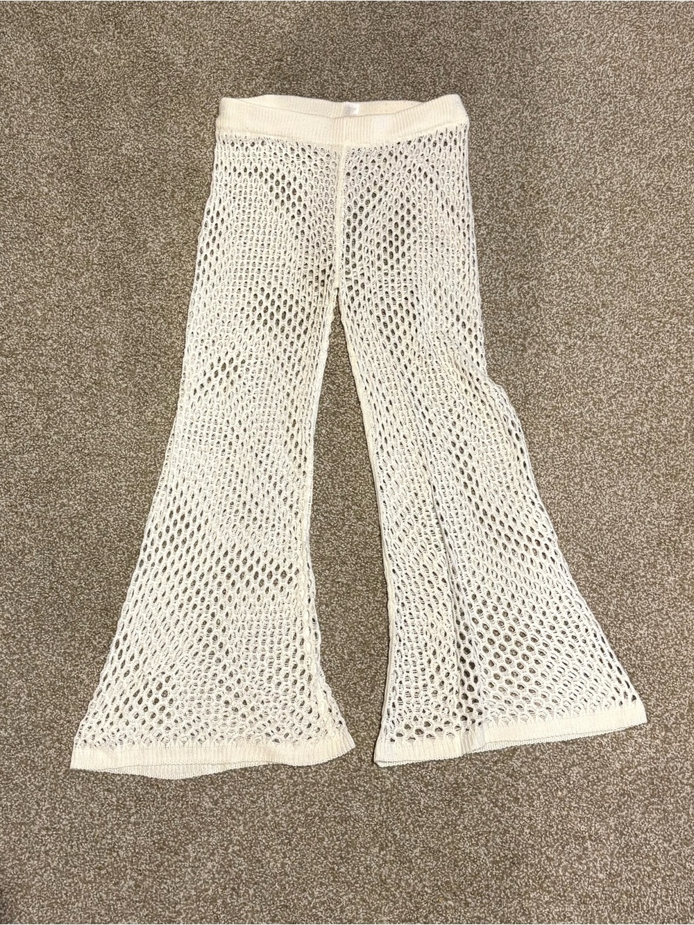 HYFVE Cream Crochet Flared Pants